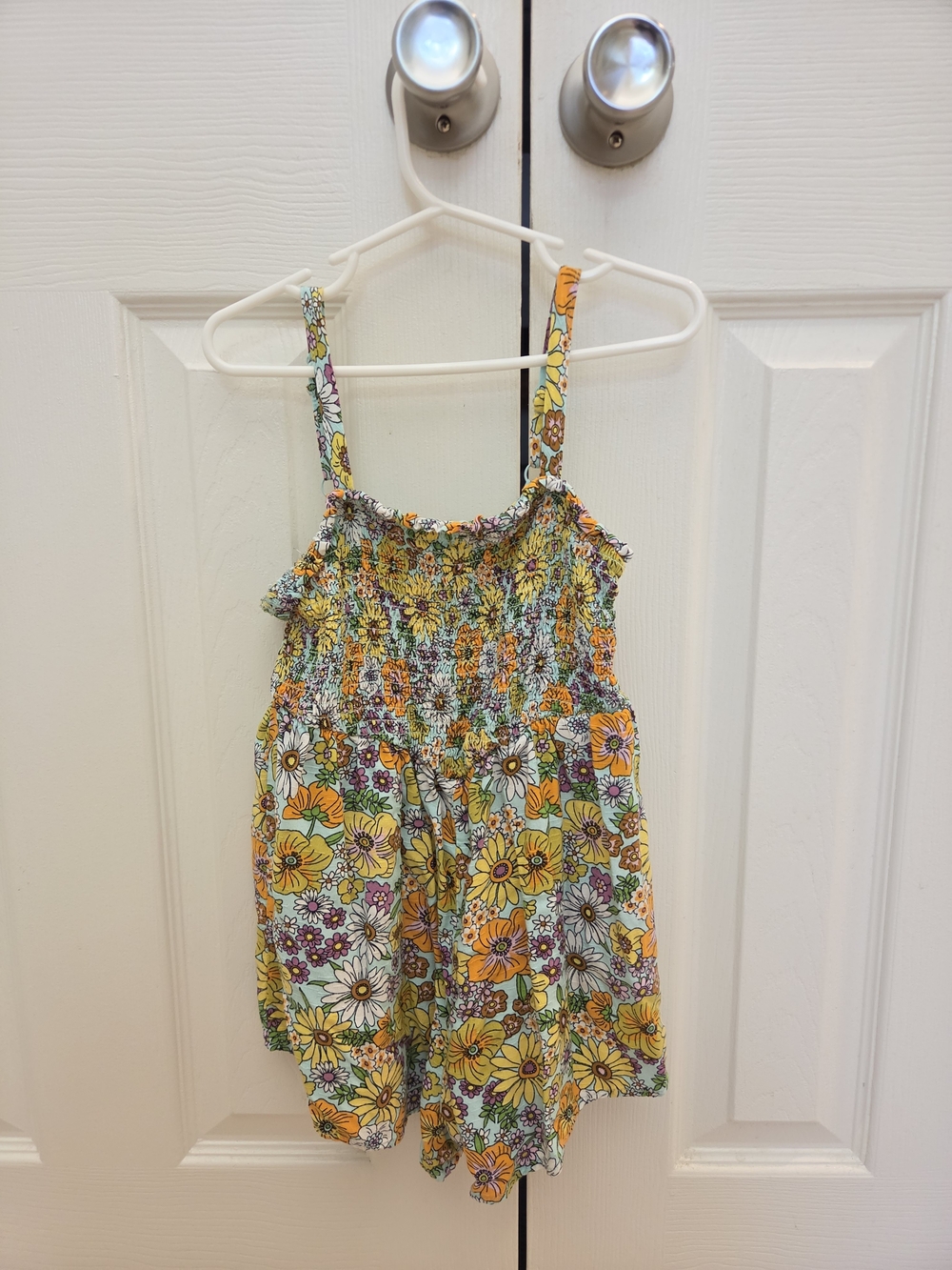 Art Class Yellow Floral Smocked Romper